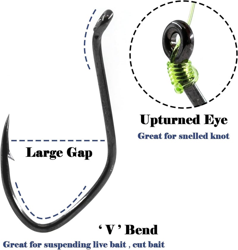 FishTrip Catfish Hooks Big River Hooks, 25/50pcs Live Cut Bait Fishing Hook for Catfishing Flathead Saltwater Freshwater - Image 3